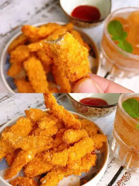 第4步(零失败率巨好吃的炸鸡柳,酥脆香口,蘸着番茄酱吃好吃到停不下来