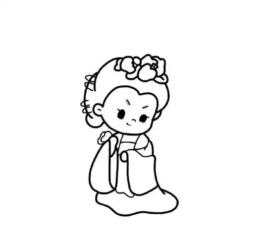 52100q版古风人物简笔画线稿临摹