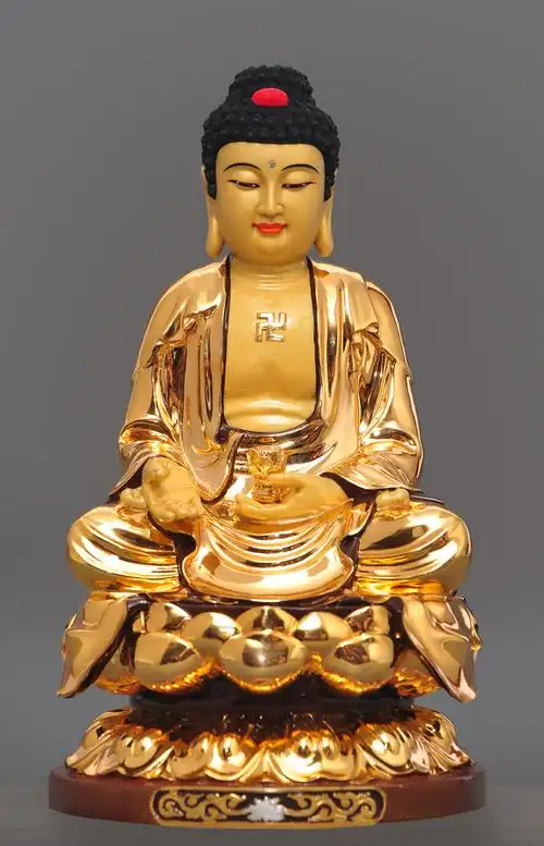 全铜24k鎏金南无阿弥陀佛居家供奉家用佛堂佛教用品佛像摆件 16寸阿
