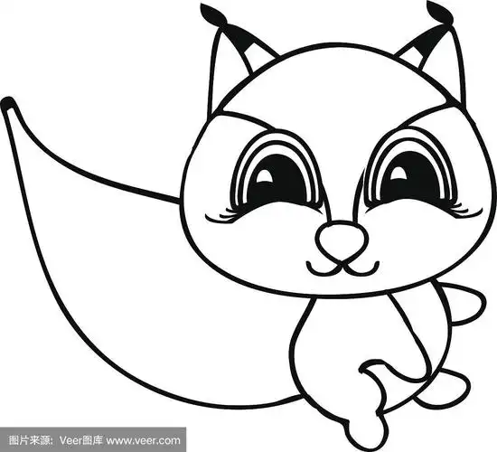 可爱的,小的,松鼠,卡通,线条画