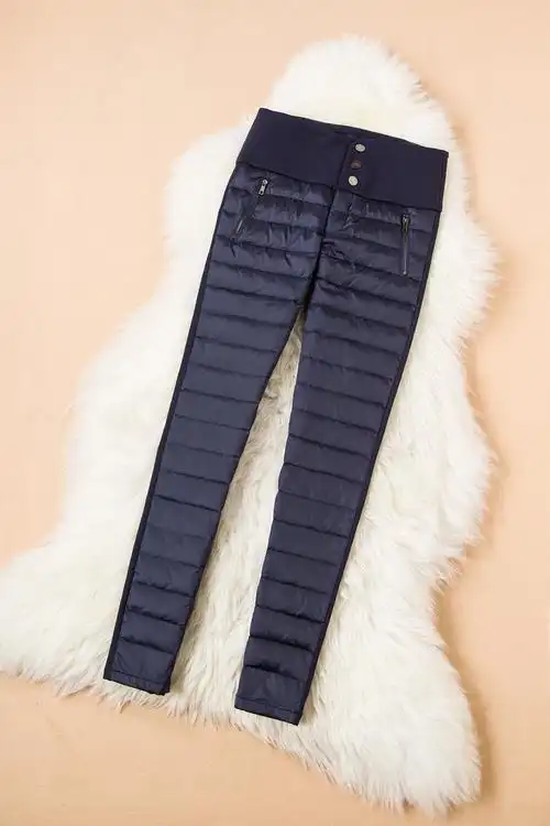 女式鸭绒羽绒裤品质女式加绒保暖女裤代理欧美大牌修身长裤子批发