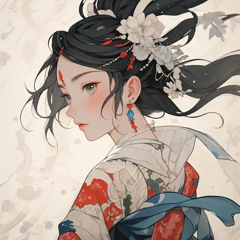 浮世绘风格头像90日系复古韵味