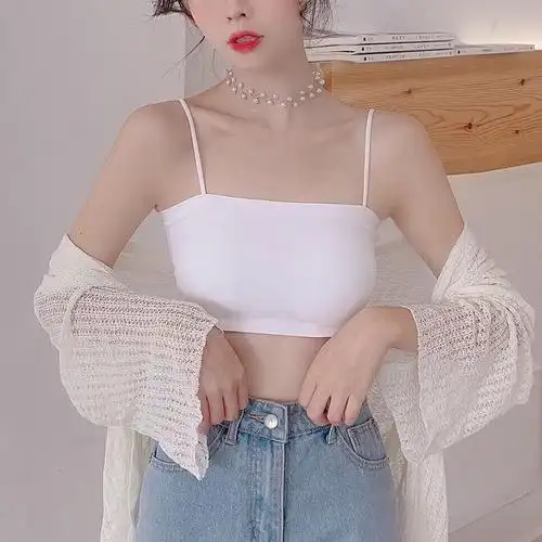 无痕冰丝性感美背无钢圈聚拢裹胸无缝吊带防走光一字少女抹胸内衣pure