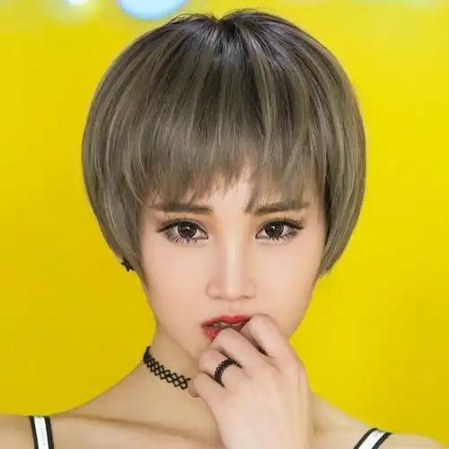 假发男女短发短碎发时尚蓬松自然假发带韩国圆脸波波头发套短卷发