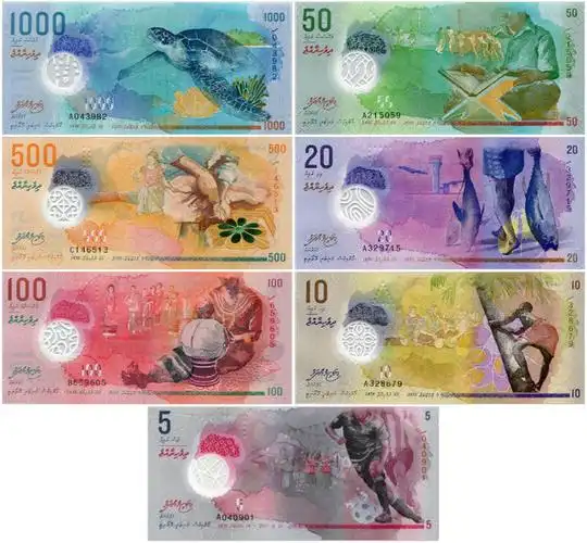 马尔代夫纸币7枚全套(大图展示)