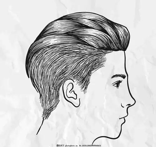 侧面头像男生素描