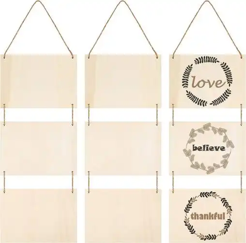 三联挂牌木制标识门牌创意手绘涂鸦板生日派对装饰吊牌挂件木片