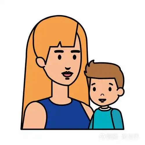 母亲与儿子角色矢量插图设计