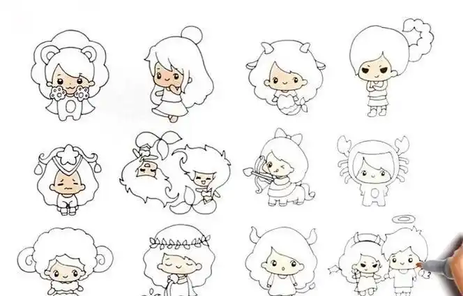 画卡通十二星座公主简笔画12星座娃娃怎么画简笔画教程简笔画大全十二