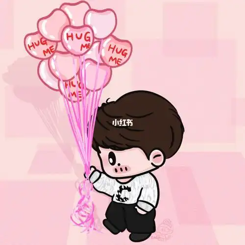 手绘葵葵也有粉色爱心气球蔡徐坤