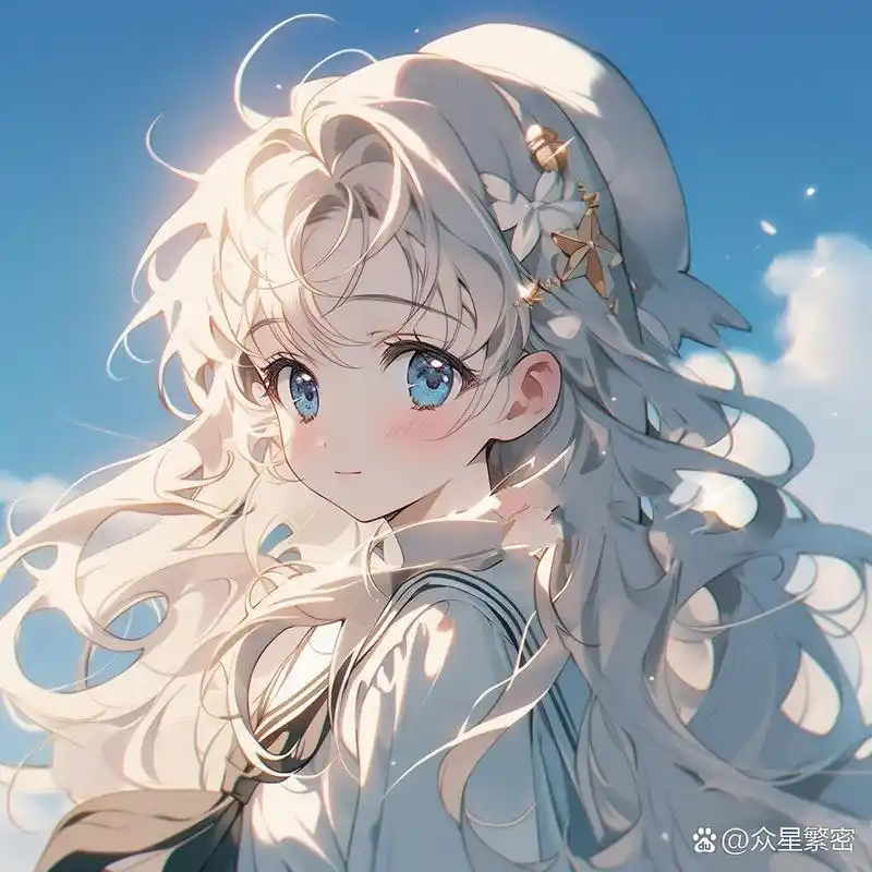 水手服白发少女|女生动漫头像