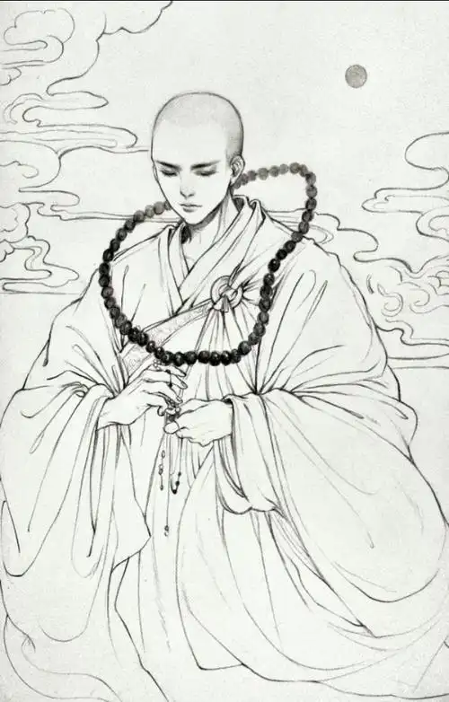 古风壁纸 头像插画「和尚」一缕情丝,几点离愁,又有多少俗事缠