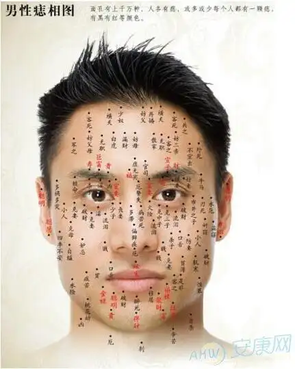 男人脸上长痣图解_手相面相文章_手相面相大全