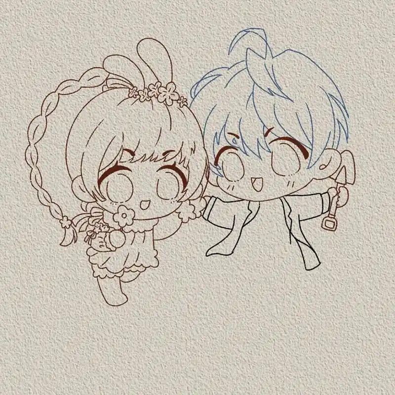 卡通画教程/三哥和小舞 画了小舞姐 怎么可能不画唐三呢 原创是wb上面