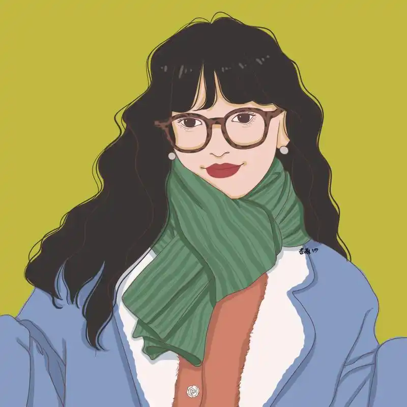 插画 | 头像 | 羊毛卷戴豹纹眼镜的女生 图片92二改92商用92去