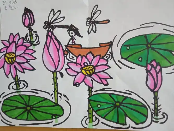 四年级美术课堂《美丽的荷塘》作品展播