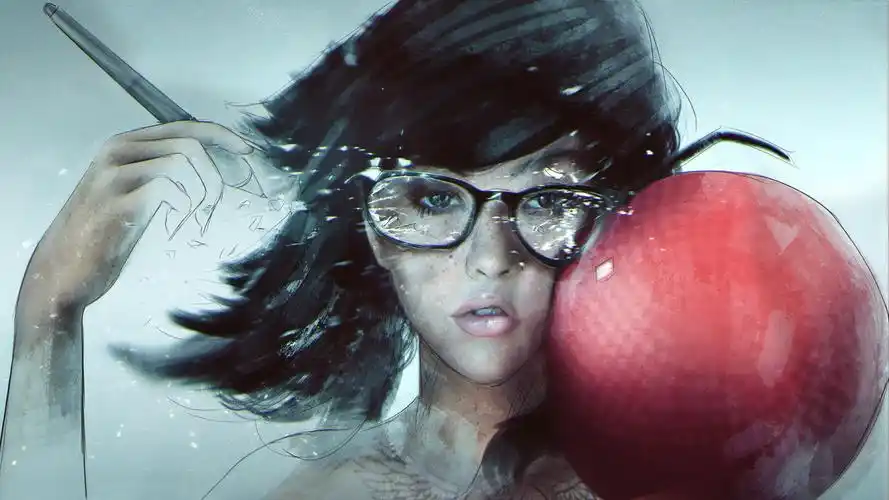 壁纸 幻想女孩和红苹果 1920x1080 full hd 高清壁纸, 图片, 照片