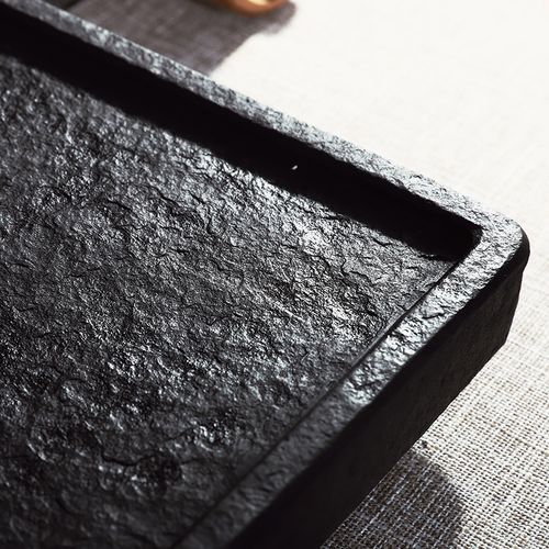 乌金石茶盘家用石材整块石头客厅简约排水办公室小茶台黑金石 50cm*
