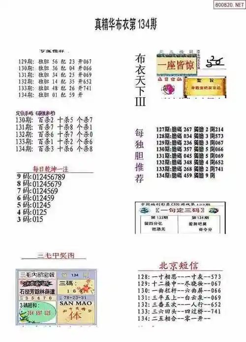 2024年134期精华布衣3d全图
