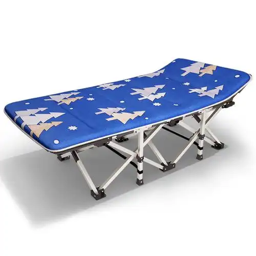 午睡床午休床家用躺椅简易行军床陪护便携 【正方管折叠床】 雪松棉垫