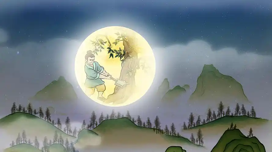 吴刚伐桂|插画|儿童插画|dong593152053 - 原创作品 - 站酷 (zcool)