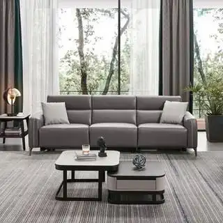 cheers芝华仕50399真皮功能沙发三人位灰咖色