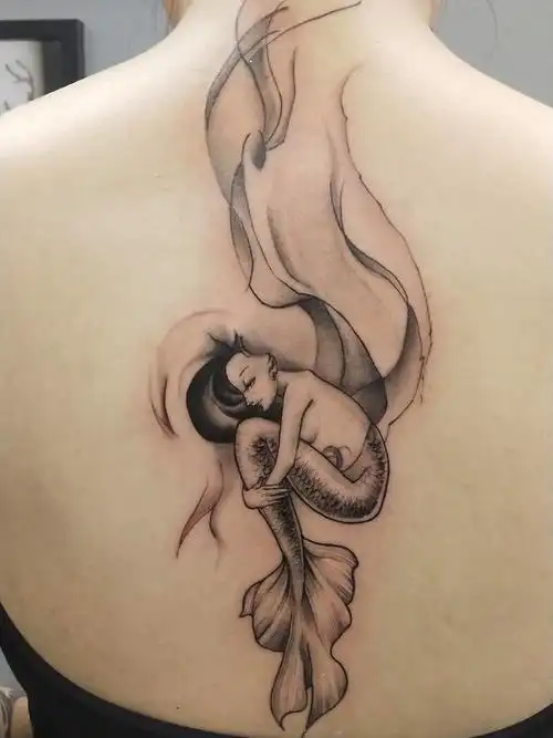 美人鱼_纹身图案手稿图片_陈科的纹身作品集