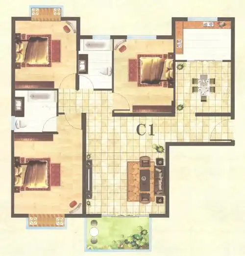 90平米三室两厅两卫一厨求简约典雅设计