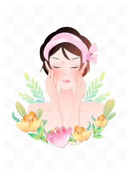 36120手绘卡通女孩护肤美容美妆洗脸装饰361242医疗美容智齿阻生类型