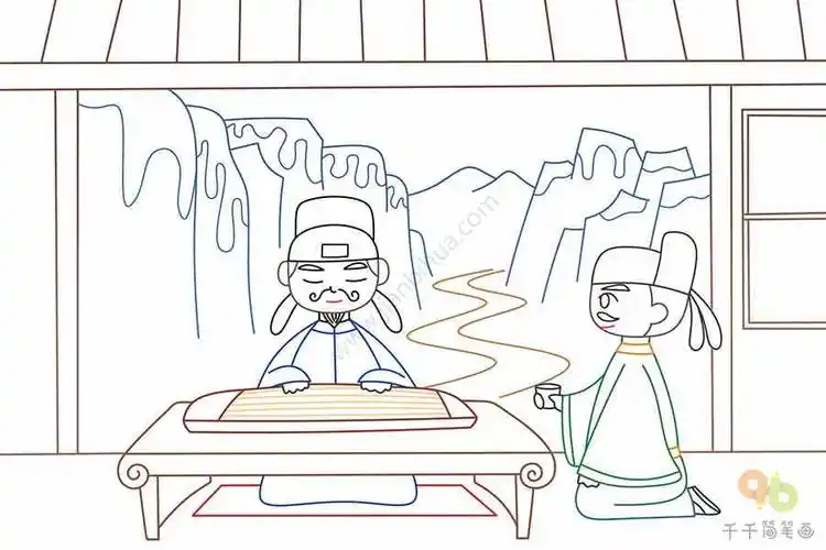 古诗别董大配图简笔画_古诗配画简笔画