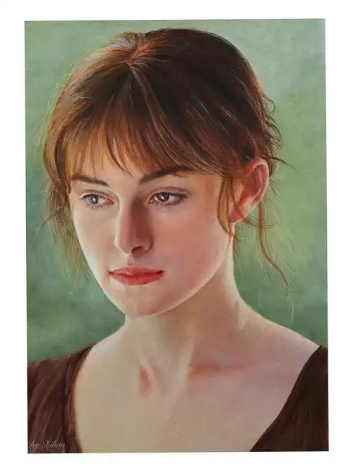 彩铅人像傲慢与偏见伊丽莎白