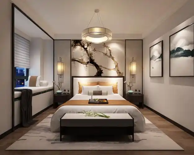 一组新中式风格家装,承接室内外效果