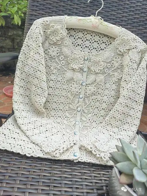 繁很淑女范的女士钩针优雅开衫有编织图解