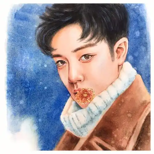 水彩人像肖战原创附步骤