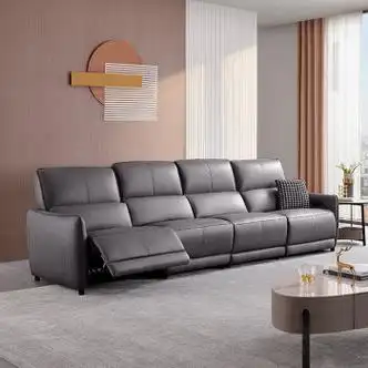 头等舱沙发真皮电动功能现代简约客厅家具奶油风10368 灰咖色四人位直