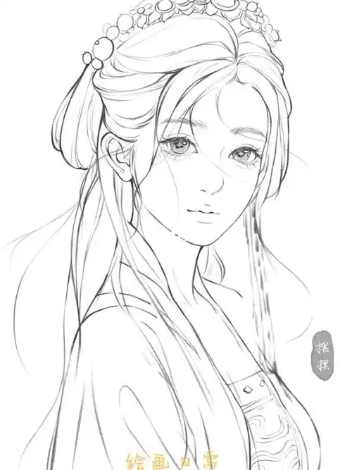 古风女生绘画过程