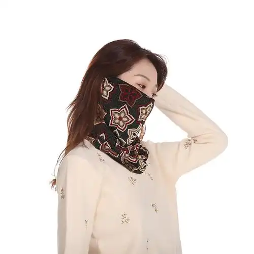 夏季防晒护颈口罩时尚金丝线挂耳百变围脖套头弹力丝巾面罩