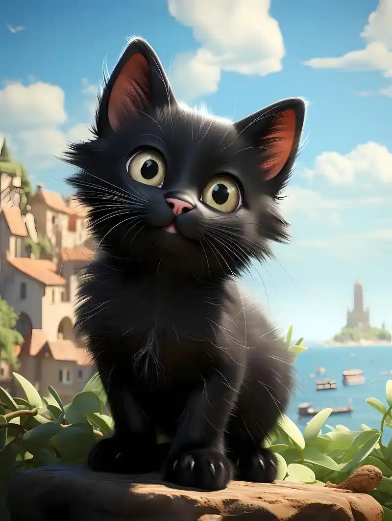 甲方要求:小黑猫.贴切又形象#壁纸分享 #插画分享 #数字艺 - 抖音