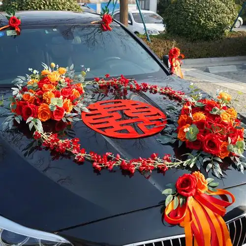 主婚创意车队结婚套装布置花车仿真车装国风婚车鲜花
