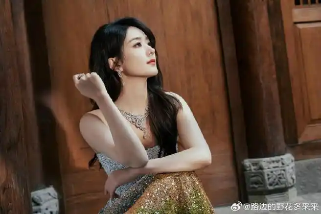 赵丽颖抹胸亮片高定裙