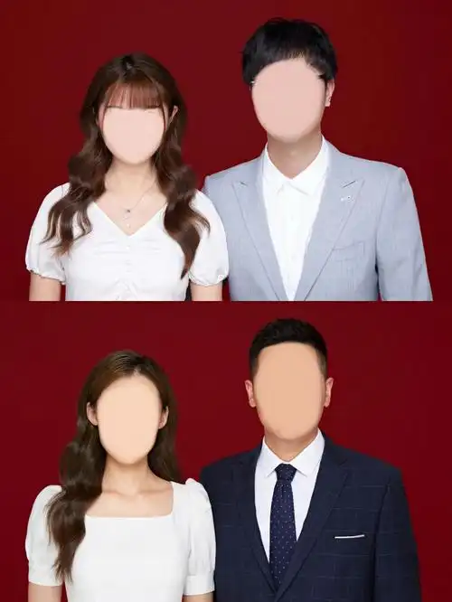 520红底证件照结婚证件照模版附文案帮修