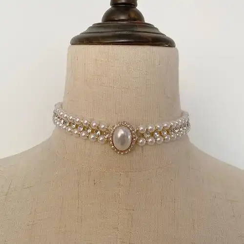 新品复古优雅珍珠项链赫本风气质百搭法式锁骨链旗袍礼服配饰女