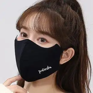 秋冬季口罩女保暖防寒透气纯棉加厚加大3d立体大号大脸全棉布黑色
