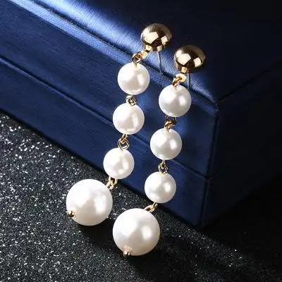 长款适合圆脸的耳环女气质网红耳钉韩国纯银珍珠耳坠流苏显瘦耳饰