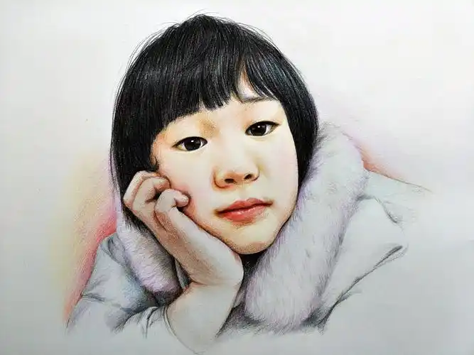 彩铅儿童肖像画---叶青(过程)|纯艺术|绘画|yeqingms - 原创作品
