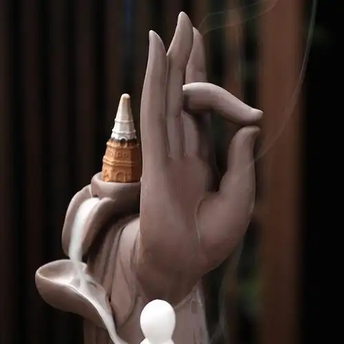 无相云水禅心紫砂佛手莲花倒流香炉家用卧室仿古禅意檀香炉香薰炉香道