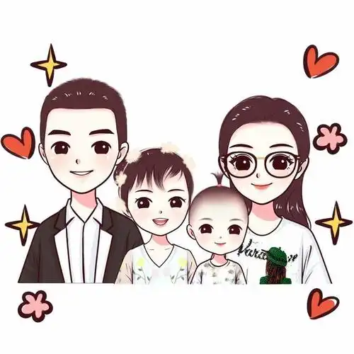 动漫手绘头像,一家四口头像合集,全家福微信头像