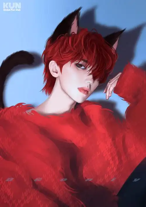 粉丝手绘的蔡徐坤漫画像氛围感