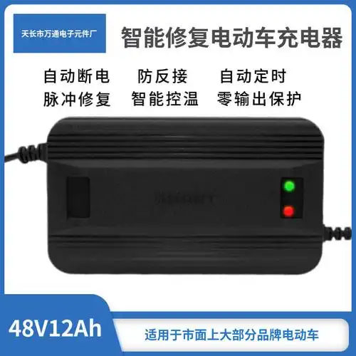 智能电动车三轮车充电器48v12ah铅酸电池自动断电爱玛雅迪绿源