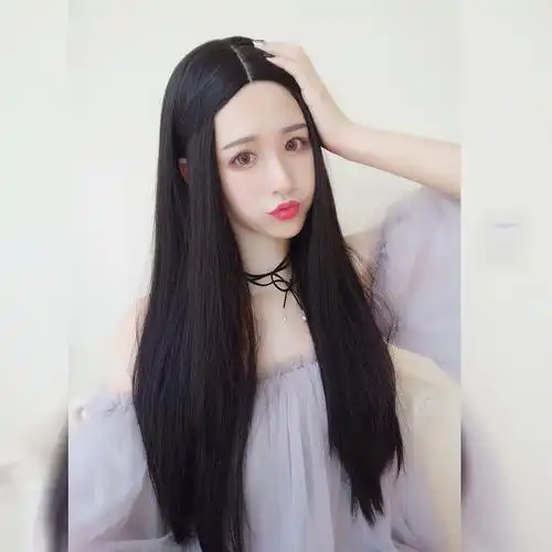 假发中分假发女长直发中长款黑色自然逼真蓬松修脸韩国时尚发套